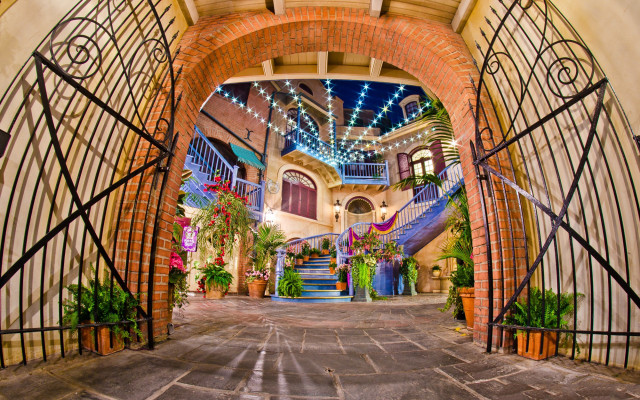 Large archway staircase potted plants free wallpaper - medium preview image