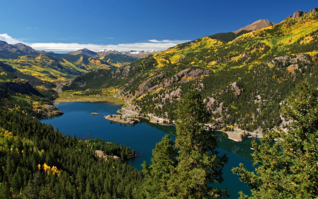 Lake mountains trees blue sky #53 free wallpaper - medium preview image