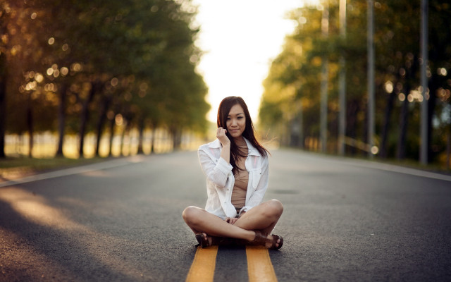 Woman skateboard cellphone outdoors bokeh free wallpaper - medium preview image