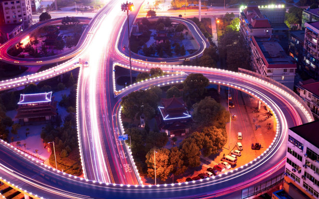 City traffic night architecture bridge free wallpaper - medium preview image