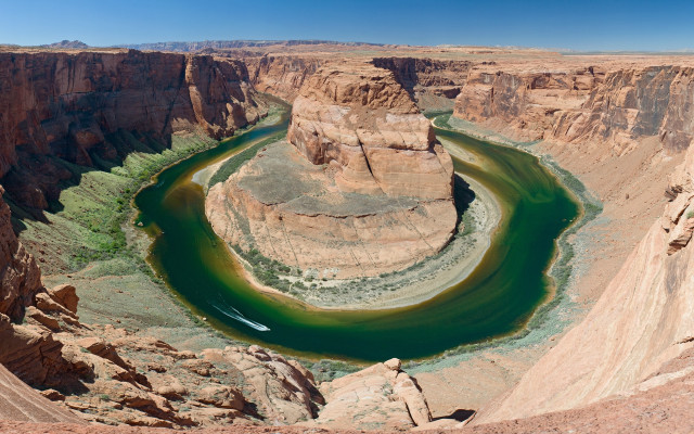 Desert mountains canyon river bridge free wallpaper - medium preview image
