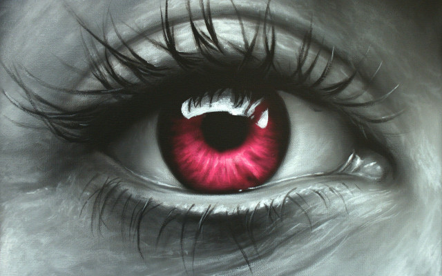 Red eye long eyelashes white free wallpaper - medium preview image