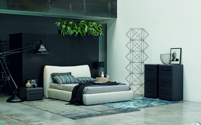 Bedroom nightstand hangingplant lamp chair free wallpaper - medium preview image