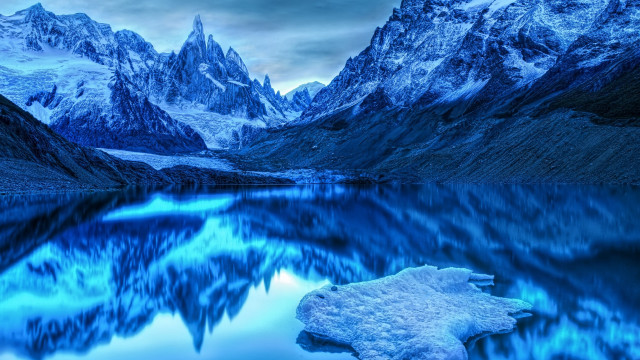 Mountain lake snowy cloudy blue free wallpaper - medium preview image