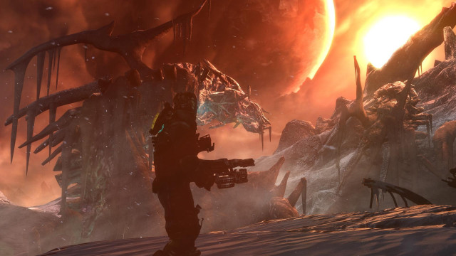 Snowy bridge alien man sunset free wallpaper - medium preview image