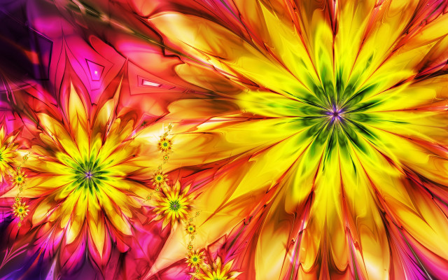 Colorful flower yellow center psychedelic free wallpaper - medium preview image