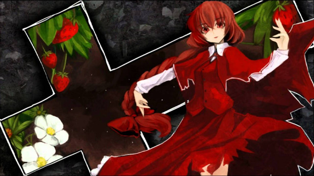 Woman red dress flower frame free wallpaper - medium preview image