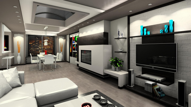 Living room white couch television #5 free wallpaper - medium preview image