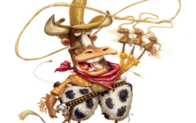 Cow cowboy hat lasso horse free wallpaper - medium preview image