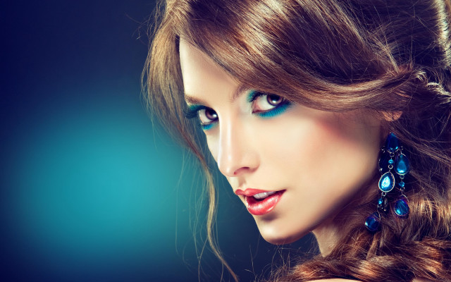 Blue eyed woman braid blue free wallpaper - medium preview image