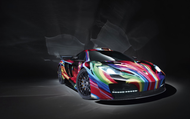 Colorful sportscar smoke hood holography free wallpaper - medium preview image