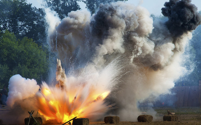 Fire haybales smoke explosions night free wallpaper - medium preview image