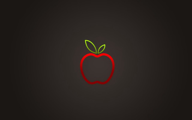 Red apple green leaf shadow free wallpaper - medium preview image