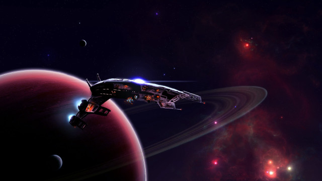Space station red planet aurora free wallpaper - medium preview image