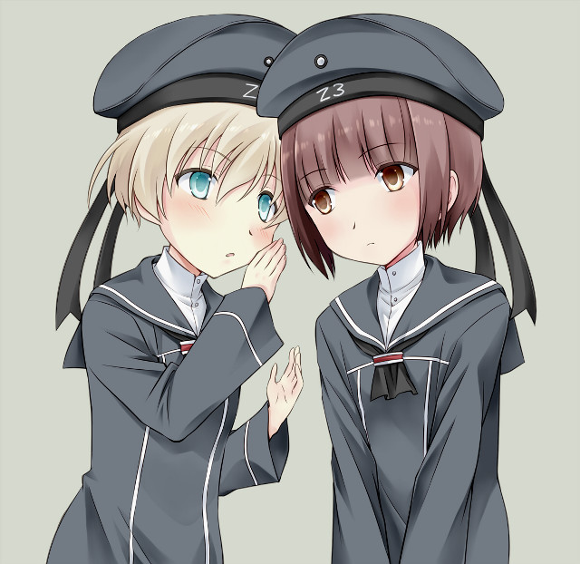 Anime girls hats uniforms covering free wallpaper - medium preview image