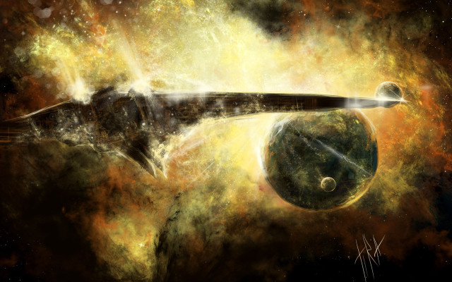Spacecraft starry sky planet milkyway free wallpaper - medium preview image