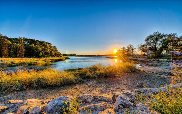 Hudson river sunset landscape forest free wallpaper - medium preview image