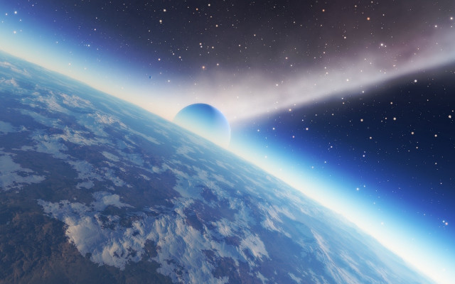 Earth space starry sky moon free wallpaper - medium preview image