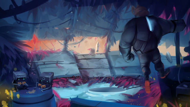Man futuristic environment toilet trash free wallpaper - medium preview image