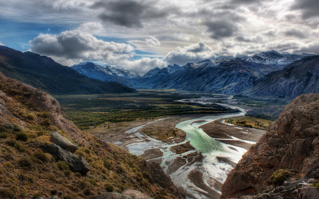 River valley mountains cloudy sky #7 free wallpaper - medium preview image