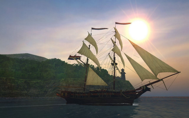 Large boat mountain sunset cloud free wallpaper - medium preview image