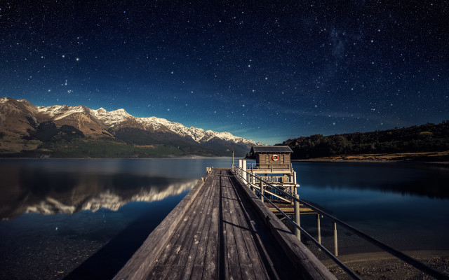 Wooden dock night sky stars free wallpaper - medium preview image