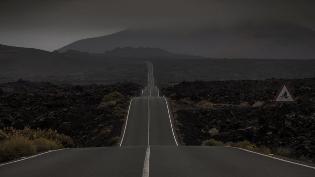Desolate road mountains sky forest free wallpaper - medium preview image