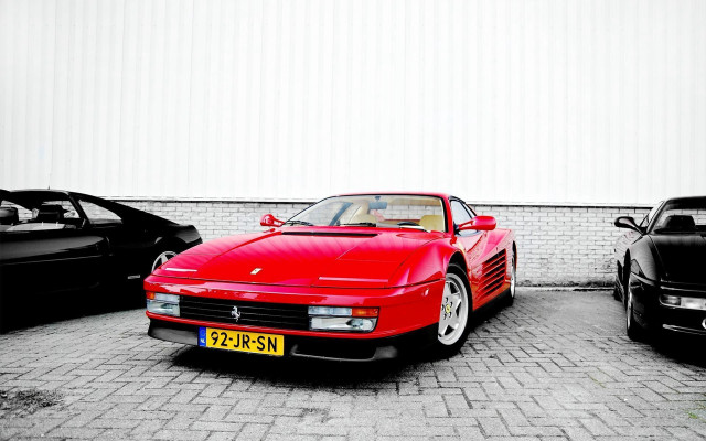 Red sports car brick road #16 free wallpaper - medium preview image