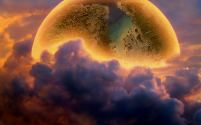 Planet clouds bright yellow blue free wallpaper - medium preview image