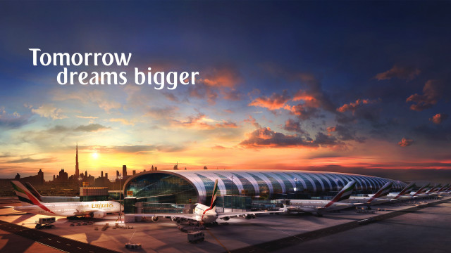 Sunset terminal digital cityscape typography free wallpaper for desktop - medium preview image