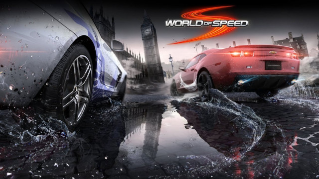 Red car puddle city clocktower free wallpaper - medium preview image
