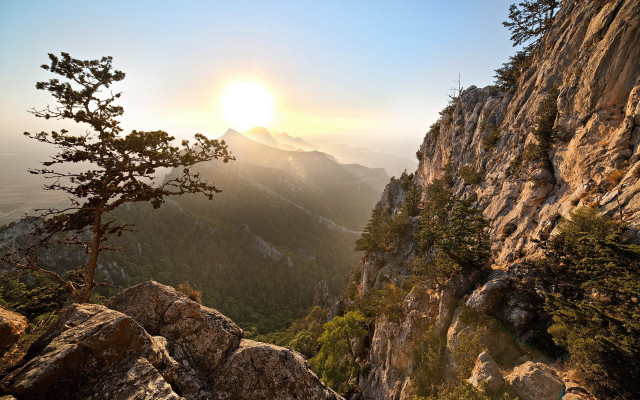 Mountain tree sunset lake clouds free wallpaper - medium preview image