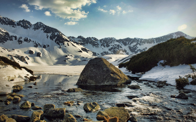 Mountain range river snow capped #2 free wallpaper - medium preview image