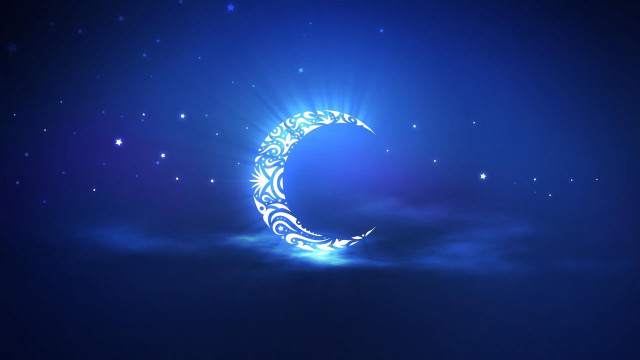 Crescent moon blue background stars free wallpaper - medium preview image