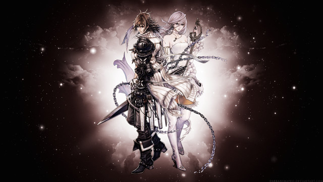 Anime couple stars clouds black free wallpaper for desktop - medium preview image