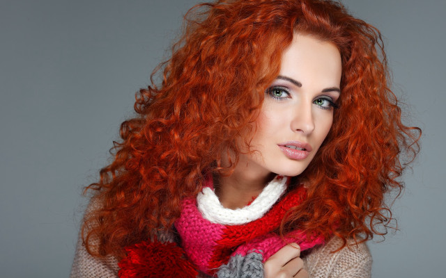 Red hair scarf portrait impressionist free wallpaper - medium preview image