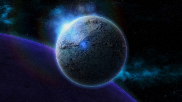 Blue planet starry night space free wallpaper - medium preview image