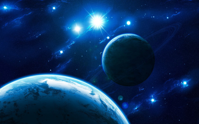 Blue planet starry sky aurora #3 free wallpaper - medium preview image