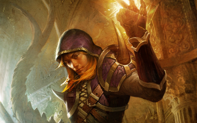 Woman purple sword cave magic free wallpaper - medium preview image