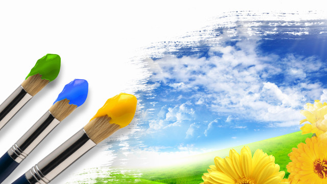 Paintbrushes flower sky ocean beach free wallpaper - medium preview image