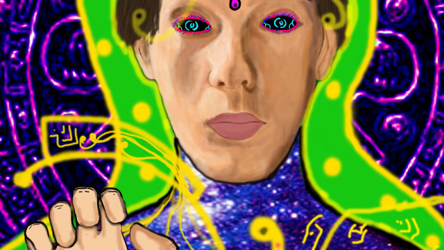Metaphysical digital portrait green purple free wallpaper - medium preview image