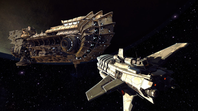 Space station galaxy ship foreground free wallpaper - medium preview image