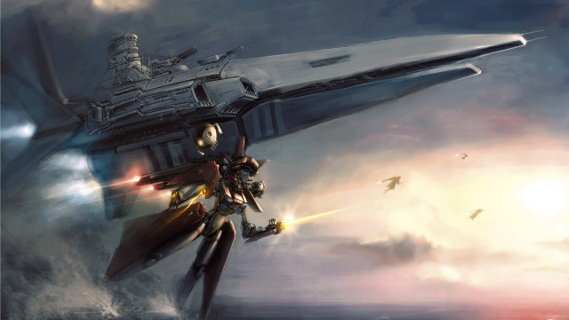 Futuristic ship gun jet sky free wallpaper - medium preview image