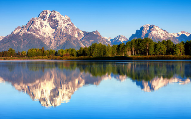 Mountain reflection lake trees sky free wallpaper - medium preview image