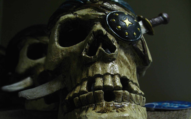 Skull piratehat eyeglasses plate surrealist free wallpaper - medium preview image