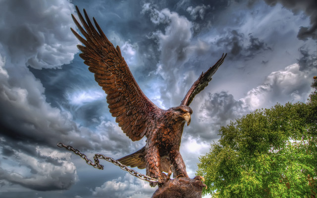 Large bird man chains bronze free wallpaper - medium preview image
