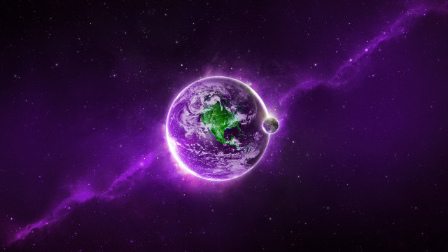 Purple green planet green star free wallpaper - medium preview image