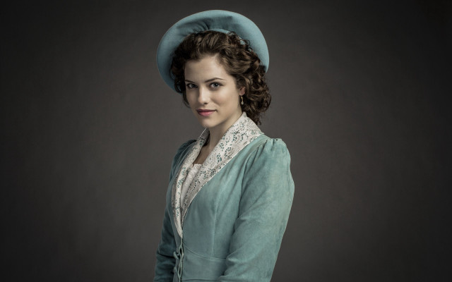 Woman blue dress hat portrait #2 free wallpaper - medium preview image