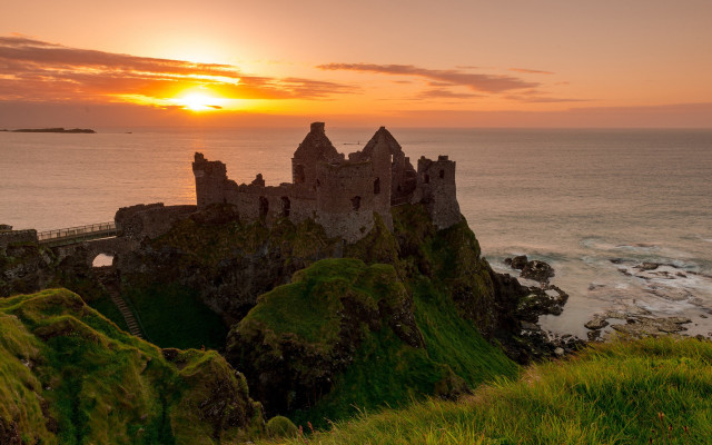 Castle cliff ocean sunset sky #3 free wallpaper - medium preview image