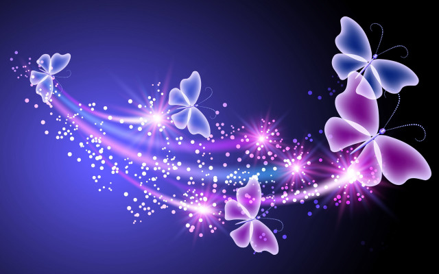Purple butterflies starry sky blue free wallpaper - medium preview image